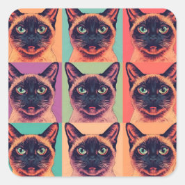 Siamese kat kerst vierkante sticker
