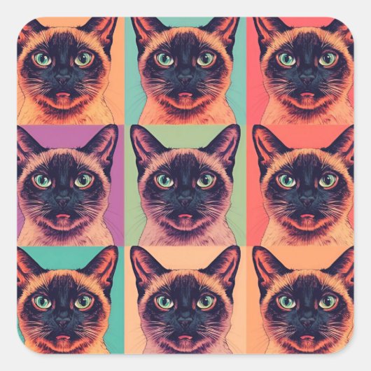 Siamese kat kerst vierkante sticker (Voorkant)