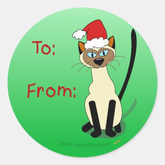 Siamese kat kerstcadeau Label Stickers (Voorkant)