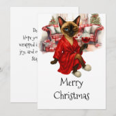 Siamese Kat Kerstkaart – Grappig Kerstfeest (Voorkant / Achterkant)