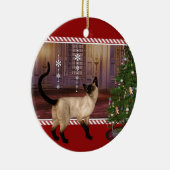 Siamese kat - Kerstkerstversiering rond de ronde Keramisch Ornament (Rechts)