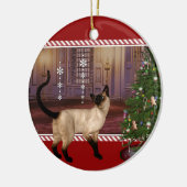 Siamese kat - Kerstkerstversiering rond de ronde Keramisch Ornament (Links)