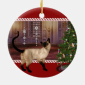 Siamese kat - Kerstkerstversiering rond de ronde Keramisch Ornament (Achterkant)