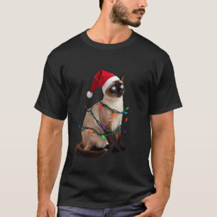 Siamese Kat Kerstlichten Kerstmis Kat Liefhebber T T-shirt