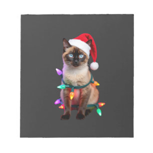 Siamese Kat Kerstlichten Xmas Kat Liefhebber T-Shi Notitieblok