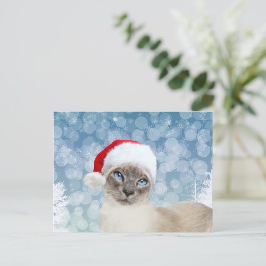 Siamese kat Kerstmis Feestdagenkaart (Staand voorkant)