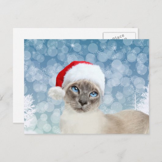 Siamese kat Kerstmis Feestdagenkaart (Voorkant / Achterkant)