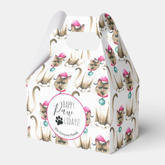 Siamese kat Kerstmis gunstbox Bedankdoosjes (Voorkant Zijde)