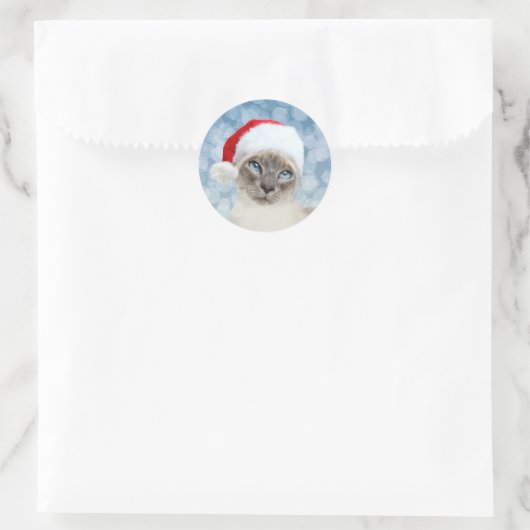 Siamese kat Kerstmis Ronde Sticker (Tas)