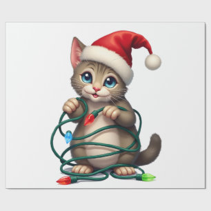 Siamese Kat Kerstmis V-Neck (2) Cadeaupapier