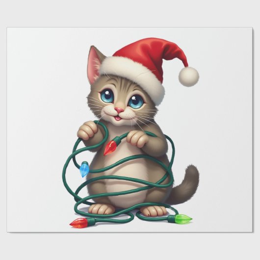 Siamese Kat Kerstmis V-Neck (2) Cadeaupapier (Vlak)