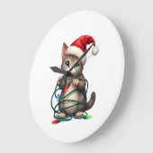 Siamese Kat Kerstmis V-Neck (2) Grote Klok (Hoek)