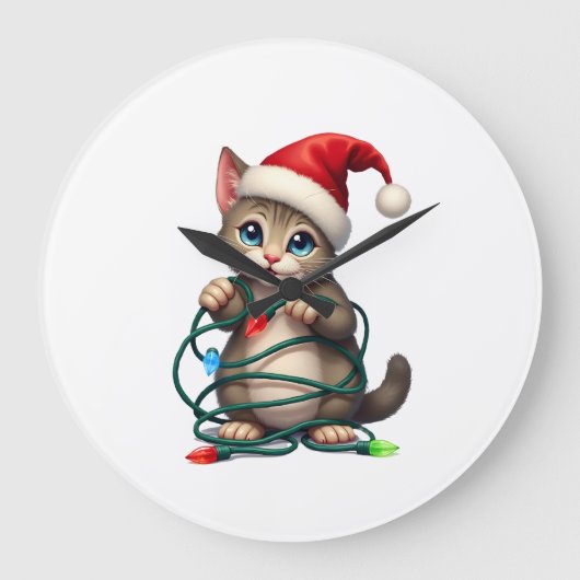 Siamese Kat Kerstmis V-Neck (2) Grote Klok (Voorkant)