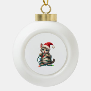 Siamese Kat Kerstmis V-Neck (2) Keramische Bal Ornament