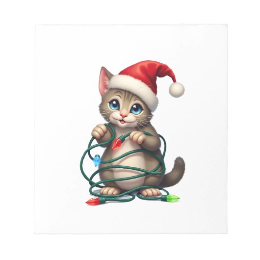 Siamese Kat Kerstmis V-Neck (2) Notitieblok (Voorkant)