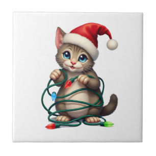 Siamese Kat Kerstmis V-Neck (2) Tegeltje