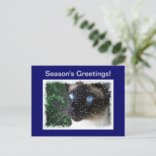 Siamese Kat Kerstmis Winter Feestdagenkaart (Staand voorkant)
