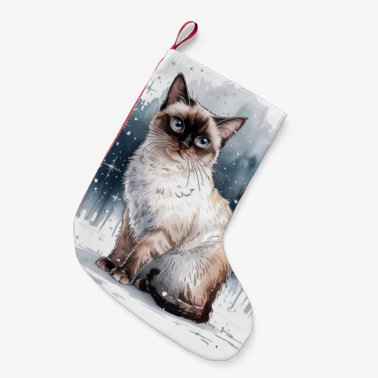 Siamese Kat Kerstmiskous Kleine Kerstsok (Voorkant (Hangend))