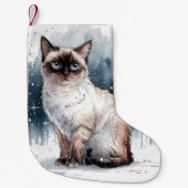 Siamese Kat Kerstmiskous Kleine Kerstsok (Voorkant)