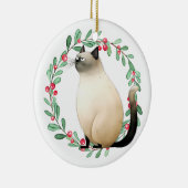 Siamese Kat Kerstthema Keramisch Ornament (Rechts)