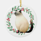 Siamese Kat Kerstthema Keramisch Ornament (Voorkant)