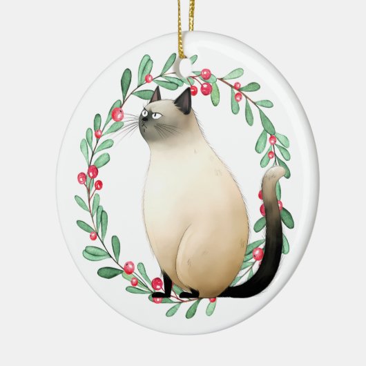 Siamese Kat Kerstthema Keramisch Ornament (Links)