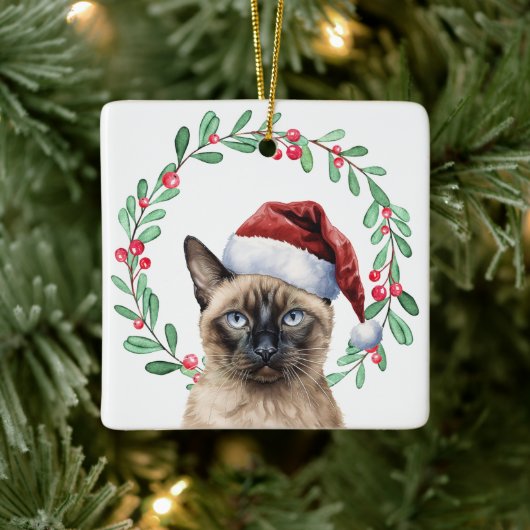 Siamese Kat Kerstthema Keramisch Ornament (Boom)