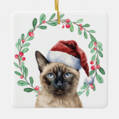 Siamese Kat Kerstthema Keramisch Ornament (Voorkant)