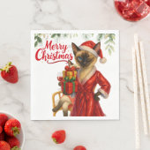 Siamese kat kerstthema servet (Insitu)