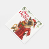 Siamese kat kerstthema servet (Hoek)