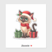 Siamese Kat Kerstvakantie Santa Siamese Kat Kerstm Sticker (Vel)