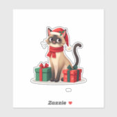 Siamese Kat Kerstvakantie Santa Siamese Kat Kerstm Sticker (Vel)