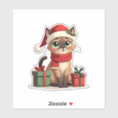Siamese Kat Kerstvakantie Santa Siamese Kat Kerstm Sticker (Vel)
