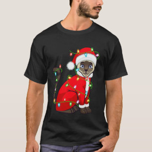 Siamese Kat Kerstverlichting Kerstman Kostuum Scha T-shirt