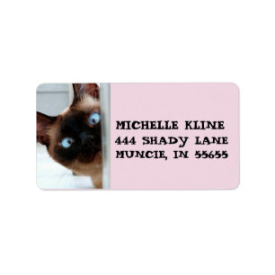 SIAMESE KAT KIJKT RETURNADRES ETIKETTEN