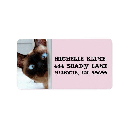 SIAMESE KAT KIJKT RETURNADRES ETIKETTEN (Voorkant)