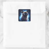Siamese kat kitten op een elektrische blauwe achte vierkante sticker (Tas)