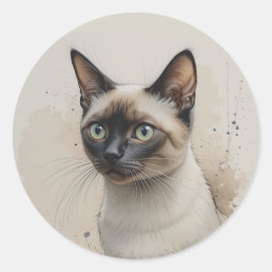 Siamese Kat Kittens Huisdier Dier Ronde Sticker