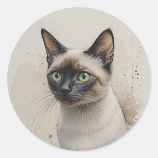 Siamese Kat Kittens Huisdier Dier Ronde Sticker (Voorkant)