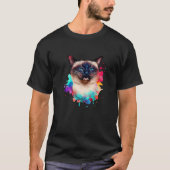 Siamese kat Kleurrijke Splashes van verf Abstract T-shirt (Voorkant)