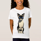 Siamese Kat Kunst Blauw-Eyed Kat Liefhebber Kinder T-shirt (Voorkant)