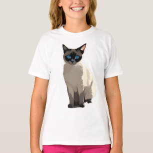 Siamese Kat Kunst Blauw-Eyed Kat Liefhebber Kinder T-shirt