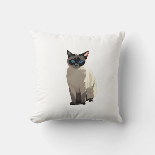 Siamese kat kunst elektrische blauw-oyed kat liefh kussen (Voorkant)