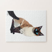 Siamese kat kunst elektrische blauw-oyed kat liefh legpuzzel (Horizontaal)