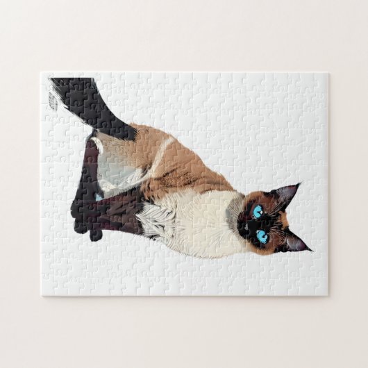 Siamese kat kunst elektrische blauw-oyed kat liefh legpuzzel (Horizontaal)