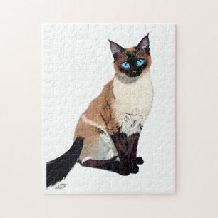Siamese kat kunst elektrische blauw-oyed kat liefh legpuzzel