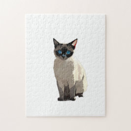 Siamese kat kunst elektrische blauw-oyed kat liefh legpuzzel
