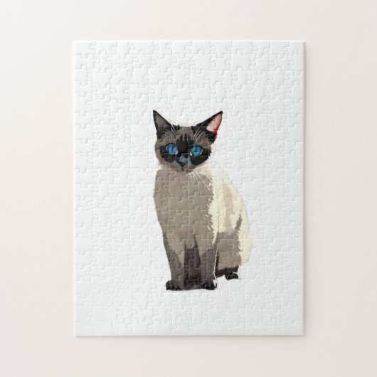 Siamese kat kunst elektrische blauw-oyed kat liefh legpuzzel (Verticaal)
