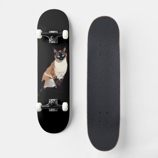 Siamese kat kunst elektrische blauw-oyed kat liefh persoonlijk skateboard (Voorkant)