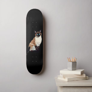 Siamese kat kunst elektrische blauw-oyed kat liefh persoonlijk skateboard